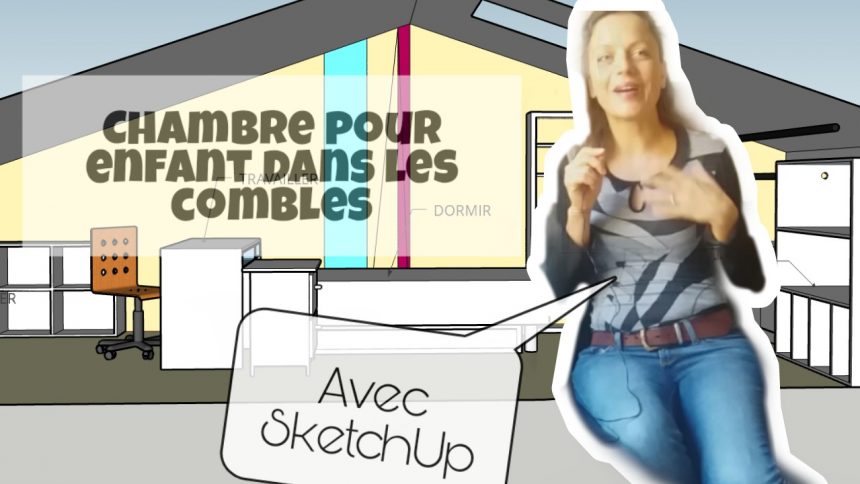 chambre enfant combles sketch up