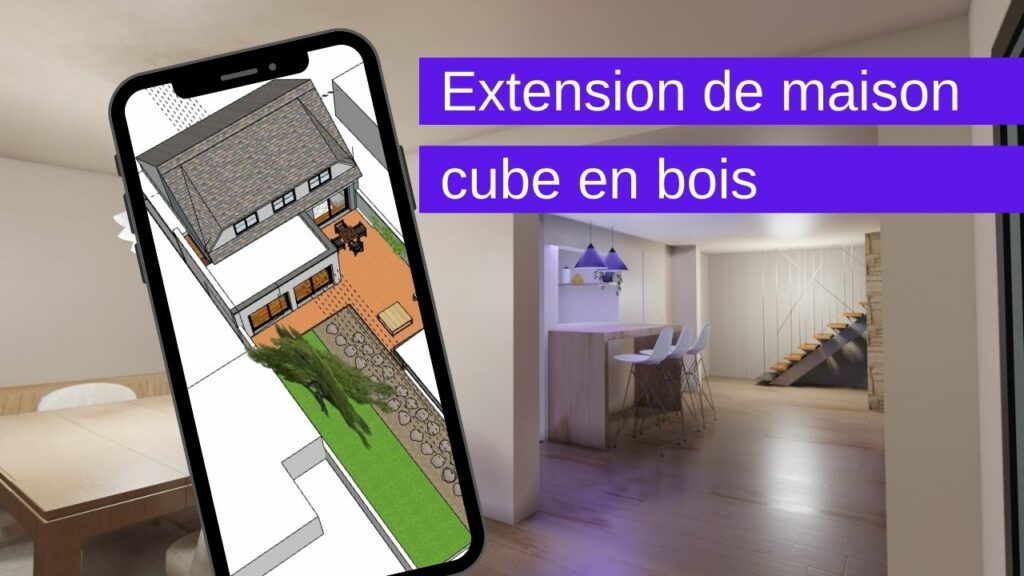 extension toit plat cube en bois