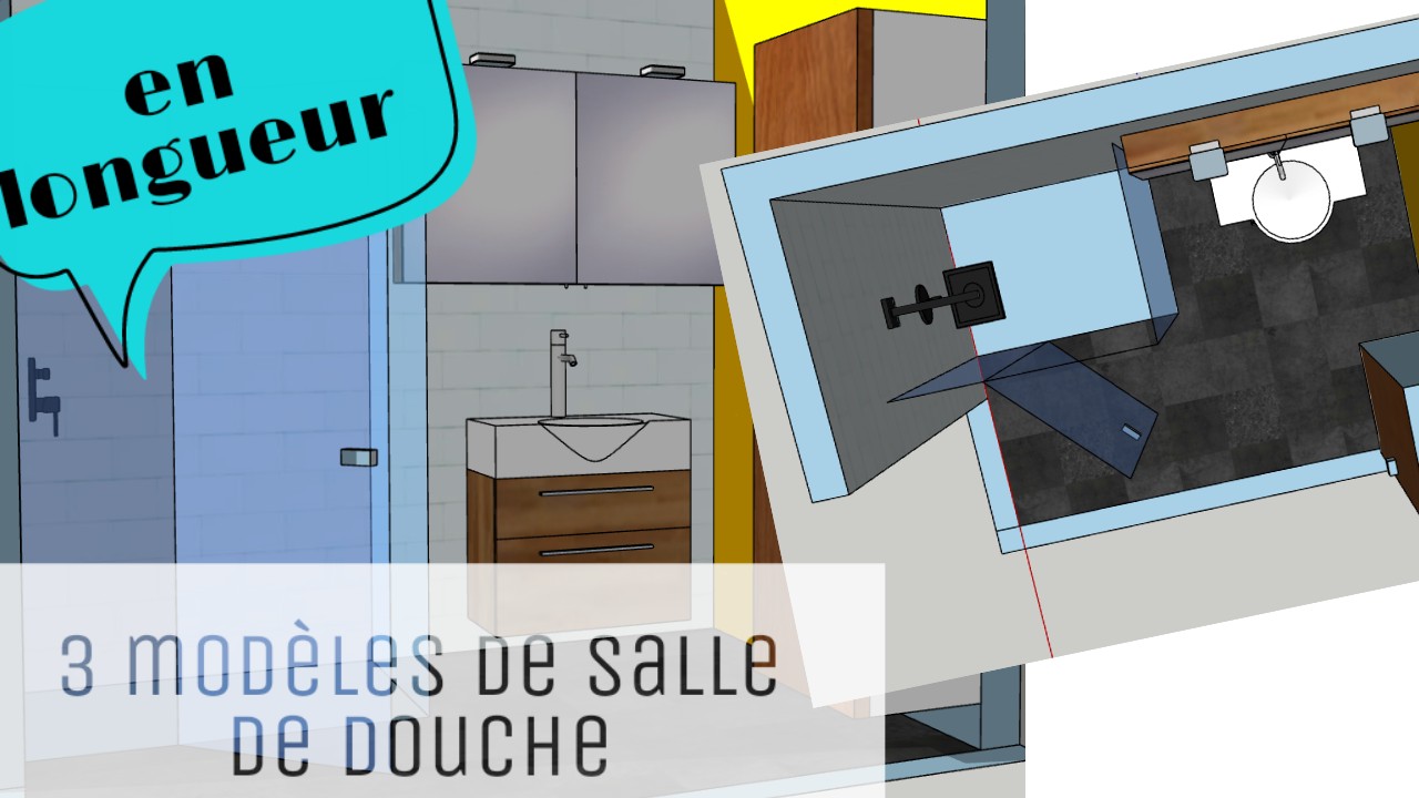 3 modeles de salle de douche en longueur