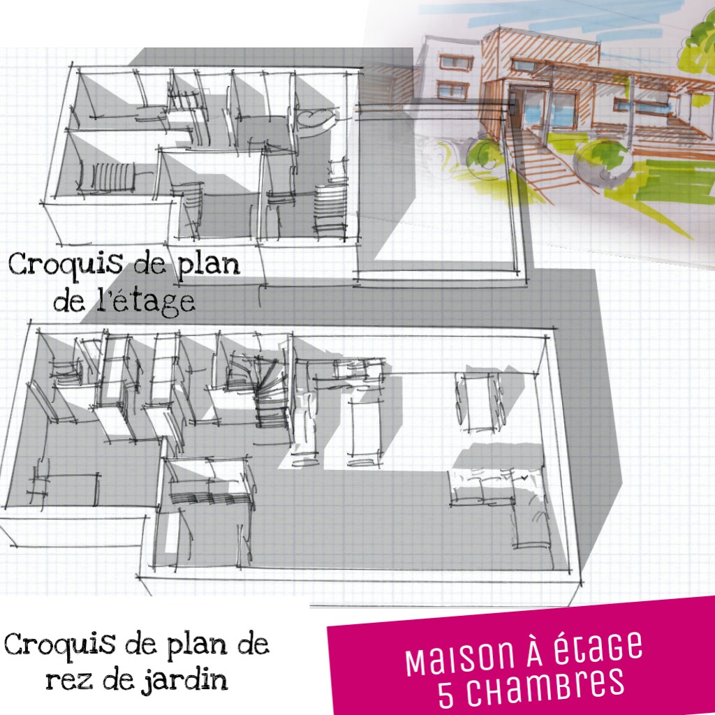 plan maison en bois Rhône Alpes 5 chambres etage