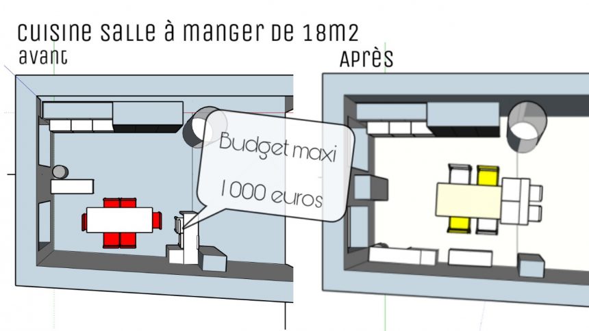 aménagement de cuisine salle à manger en longueur