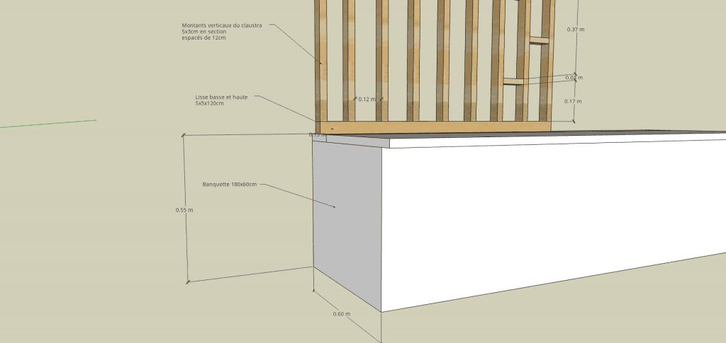 dessin claustrade bois aménagement appartement