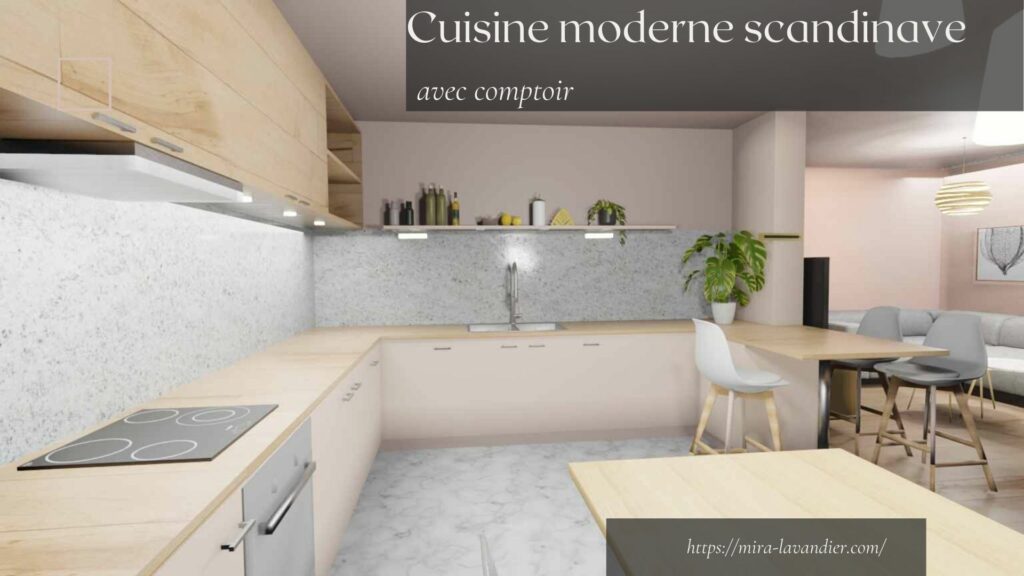 cuisine ouverte avec comptoir scandinave moderne