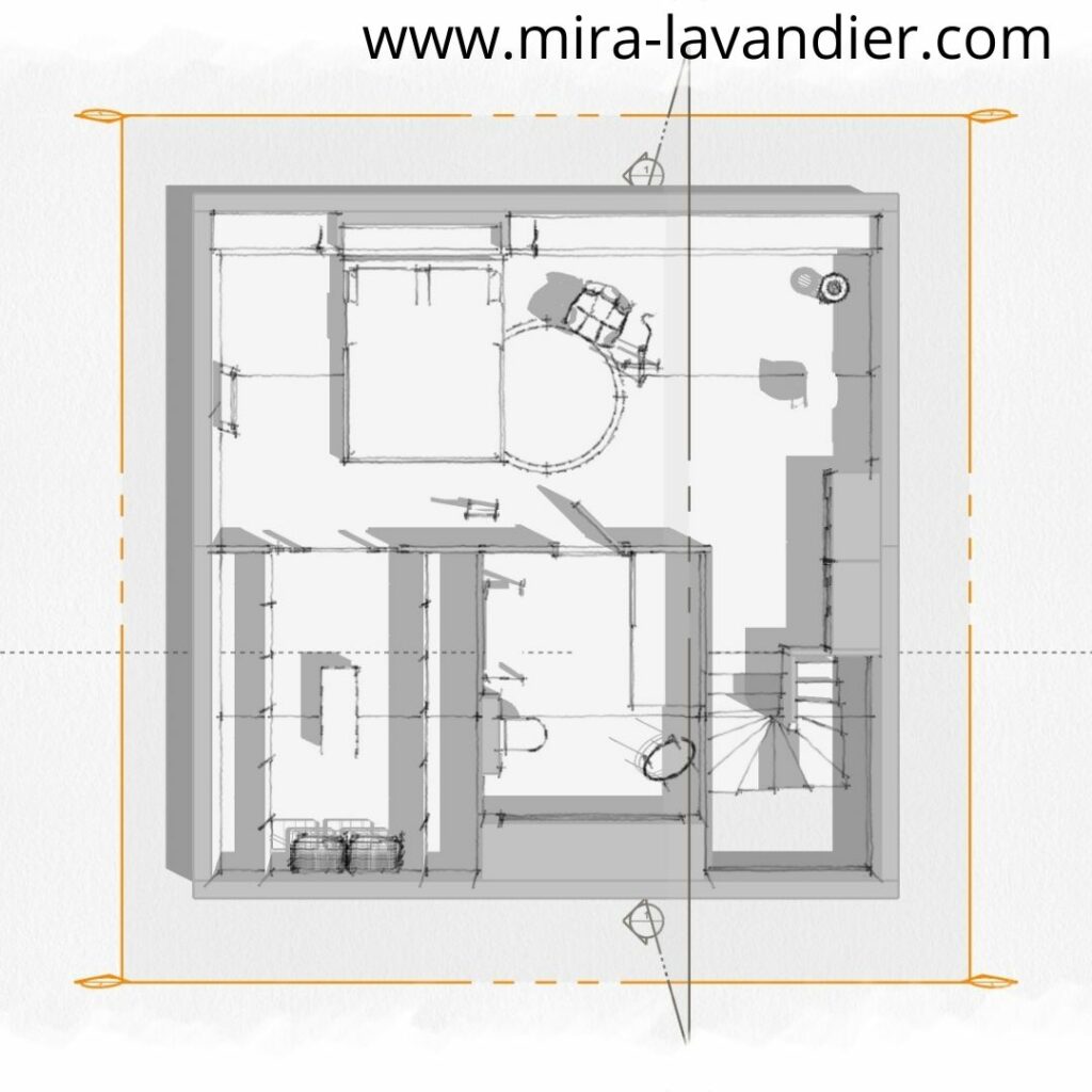 plan suite parentale sous comble avec salle de bain