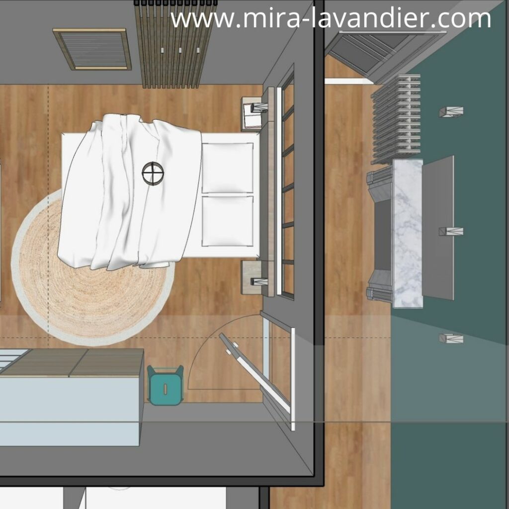 plan de chambre avec verriere de 10m2