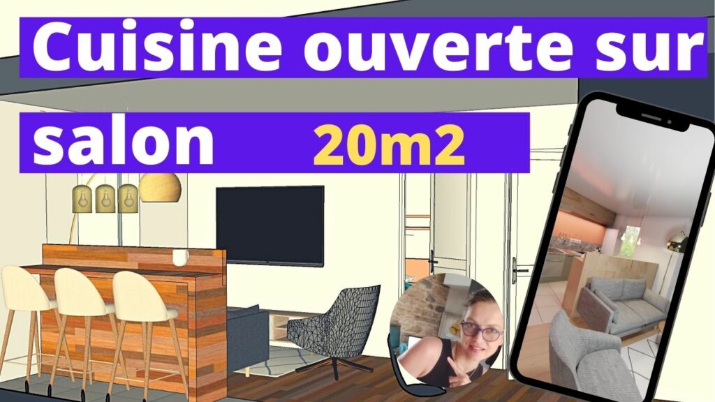 cuisine ouverte sur salon 20m2 bar sureleve