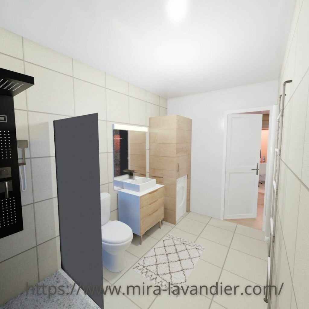 plan appartement 40m2 1 chambre salle de bain avec machine a laver