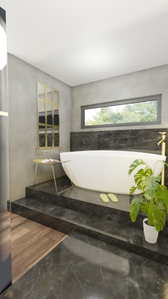 salle de bain en longueur contemporaine 1
