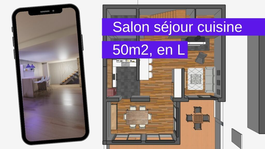 Salon séjour cuisine 50m2