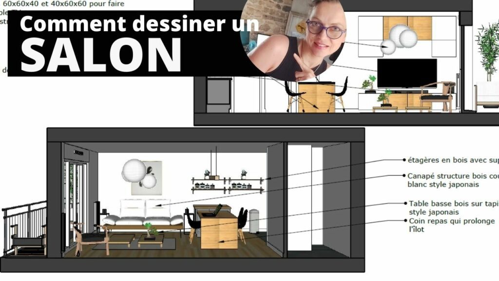 Comment dessiner un salon vue en coupe