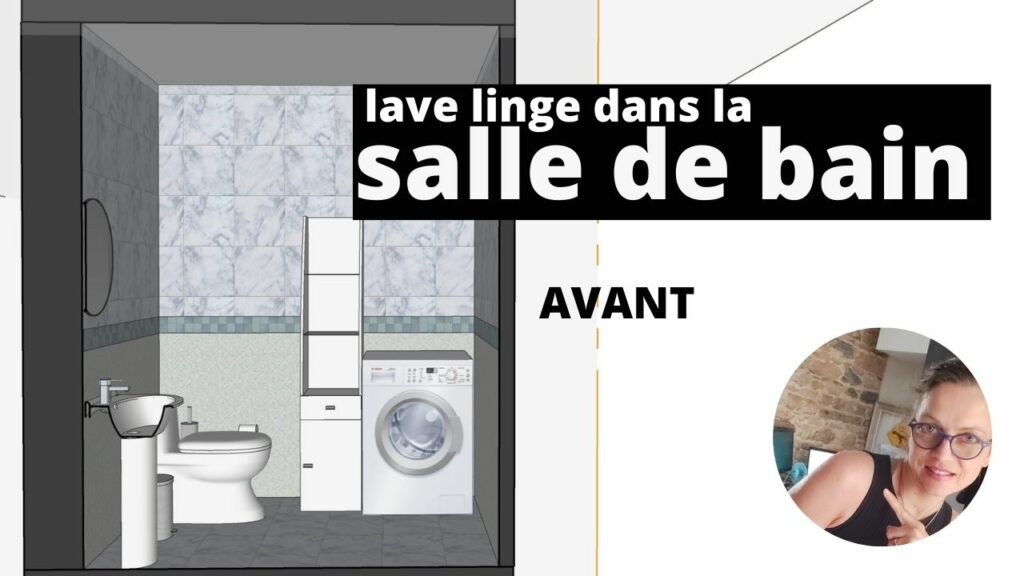 salle de bain avec lave linge