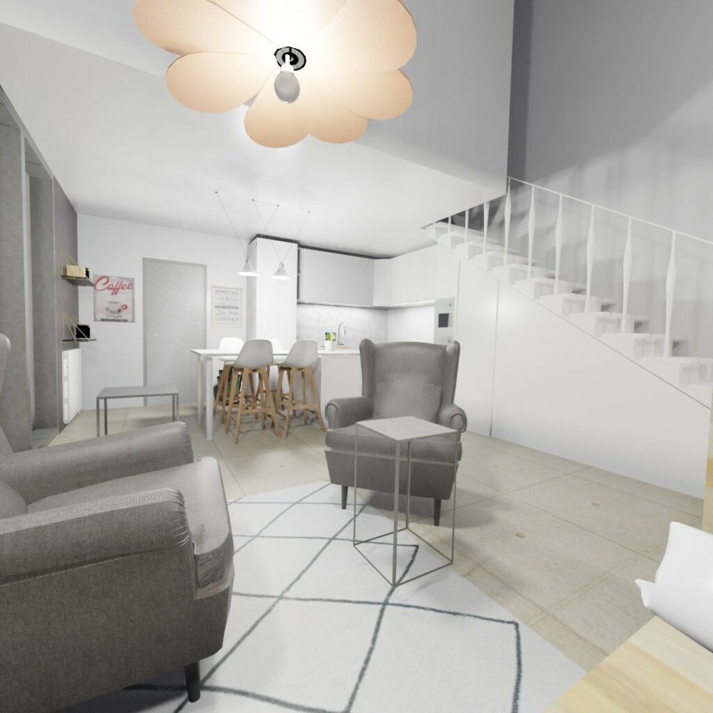 cuisine ouverte sur salon 25m2