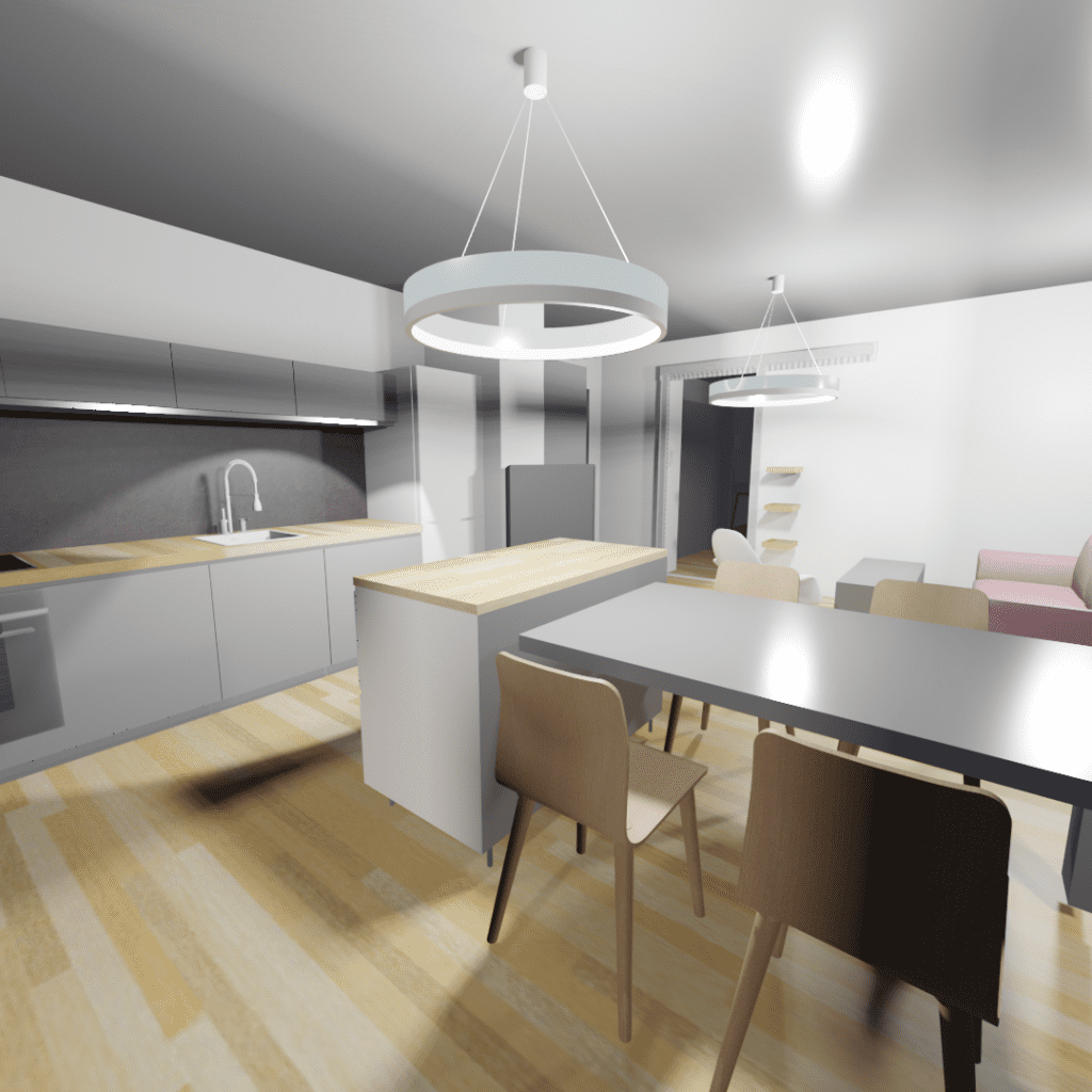 Cuisine ouverte sur salon de 25m2