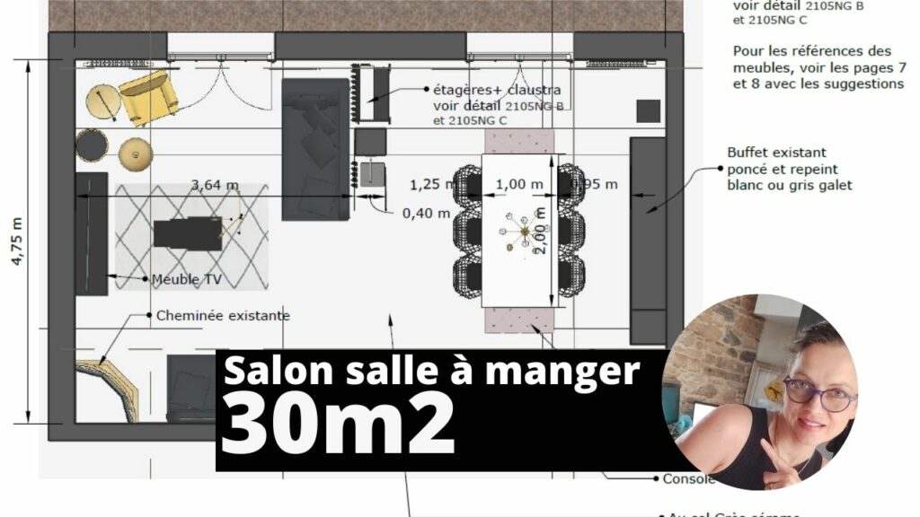 plan salon salle à manger 30m2