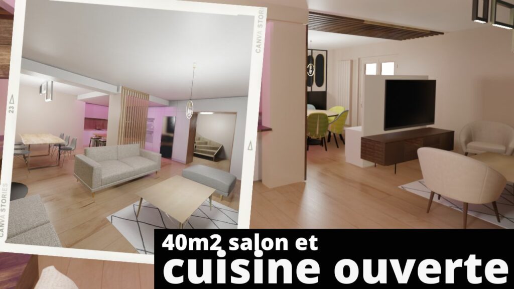 40m2 salon cuisine ouverte