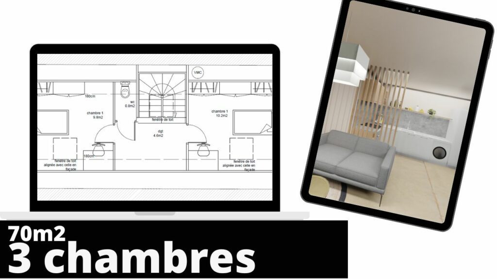 Plan maison 70m2 3 chambres