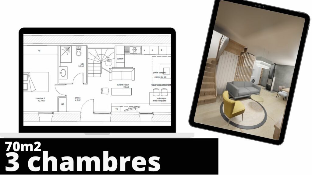 Plan maison 70m2 3 chambres