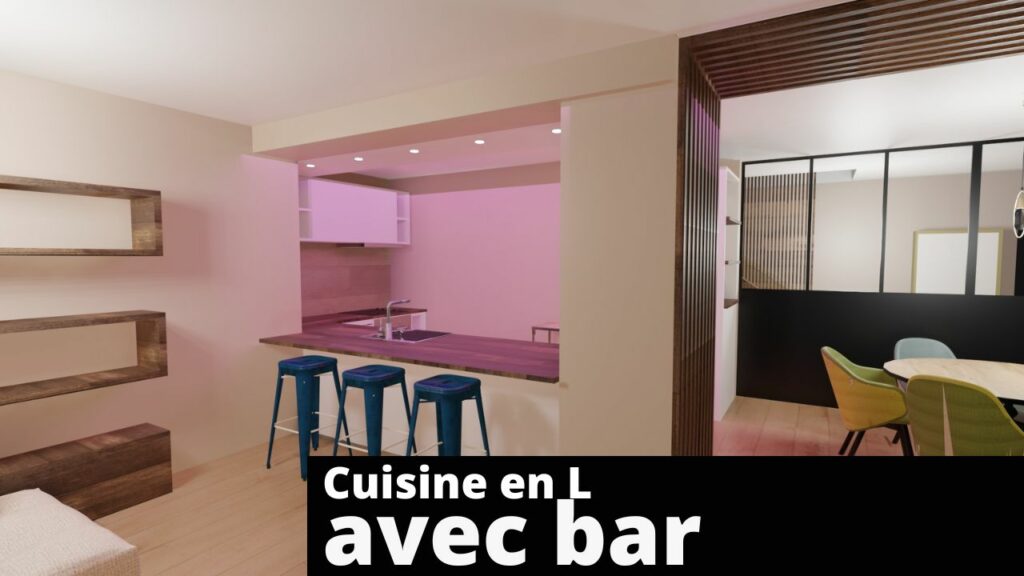 cuisine en L avec bar