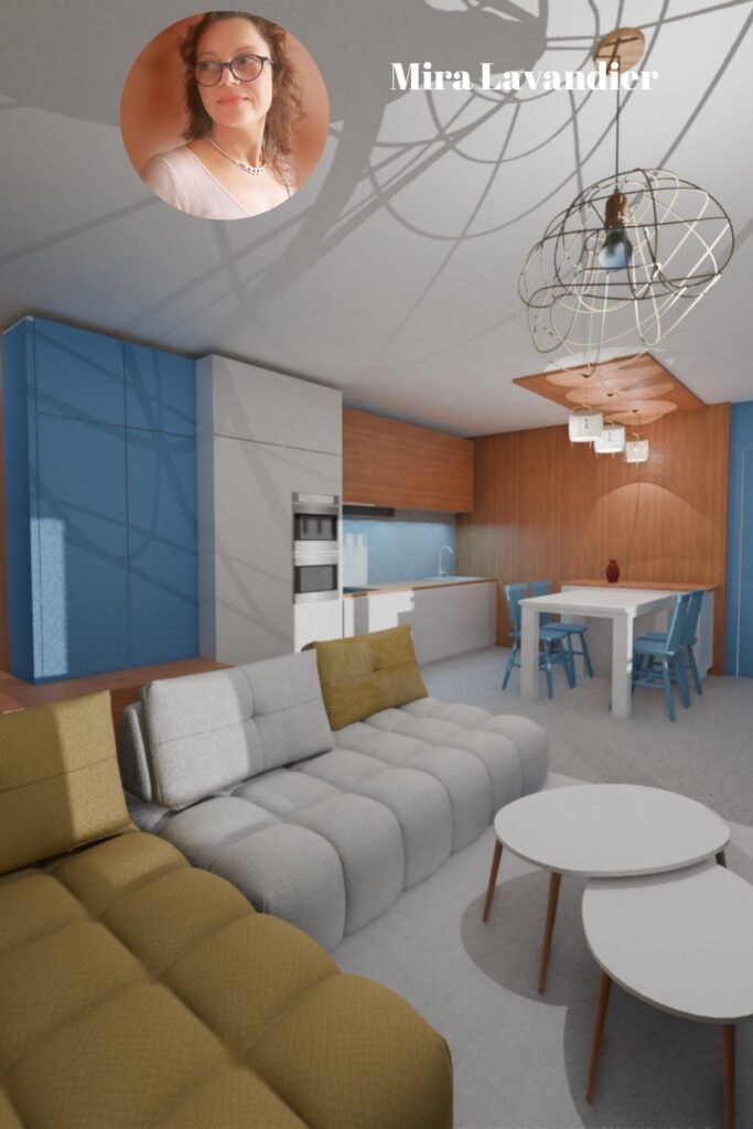 cuisine ouverte sur salon de 25m2, option A