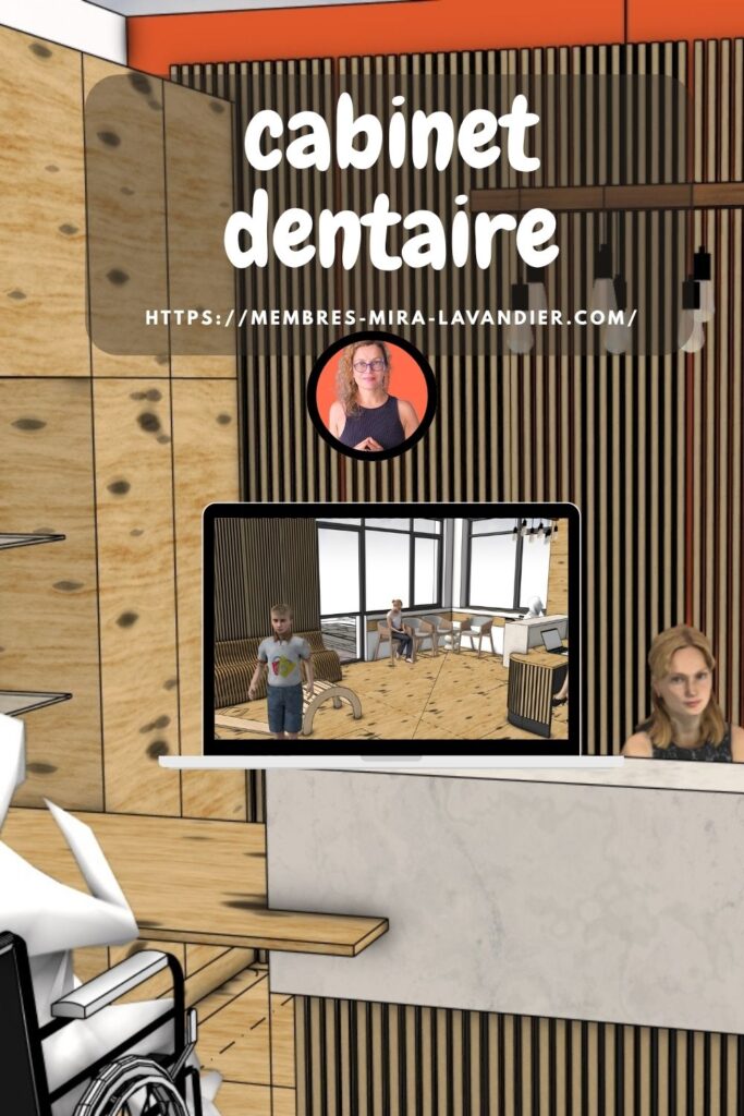 Exemple de projet d'aménagement: un cabinet dentaire et sone space d'aucueil : cette image montre l'option A du projet