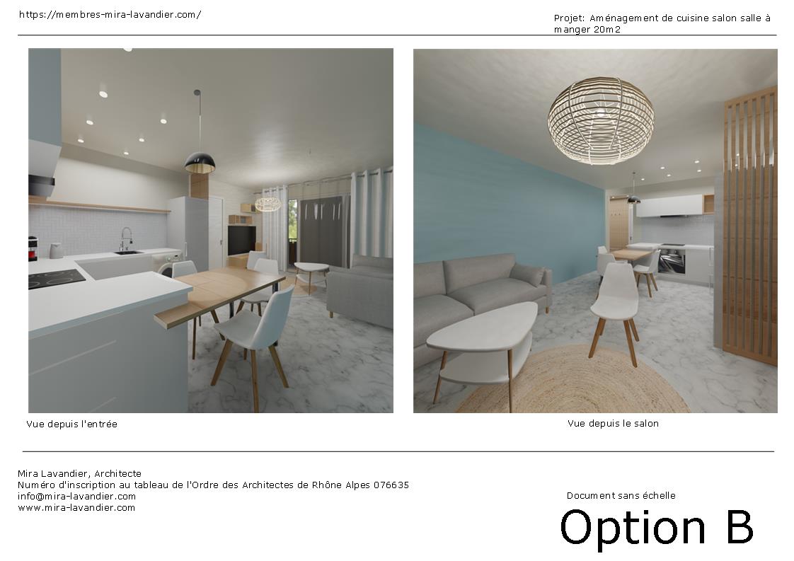 Exemple de cuisine salon salle a manger 20m2